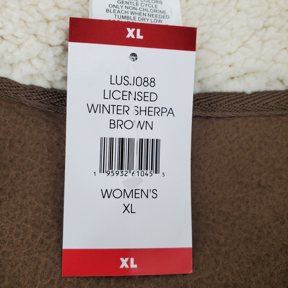 Disney Womens XL Chip & Dale Sherpa Fleece Quarter Zip Brown‎ Pullover LUSJ088 - Picture 7 of 10